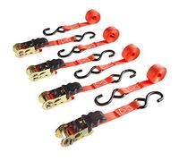 Ratchet Tie Down Straps - 10 Ft, 1500 lb. Break Strength Cargo Straps for Camping, Hunting, Moving in a Truck, Trailer, Roof Rack (4 Pack) by Stalwart - 75-CAR1017, Orange