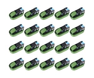 Ratchet tie-down straps 20pcs 6m x 25mm Green Polyester 400kg lashing EN12195-2