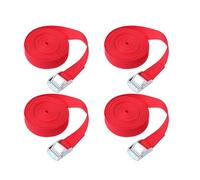 Ratchet Tie Down Straps, 3m x 25mm 4Pcs Adjustable Lashing Straps with Alloy Buckle for Cargo Luggage Vans Trucks - Red
