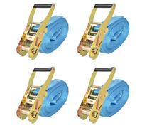 Ratchet tie down straps 4pc Blue 8m x50mm Polyester 0.8t EN12195-2 Compliant Set