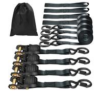 Ratchet Tie Down Straps, 4X 4.8m Securing Straps, 4X Soft Loops 800kg Break Strength with Carry Bag
