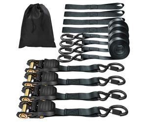 Ratchet Tie Down Straps, 4X 4.8m Securing Straps, 4X Soft Loops 800kg Break Strength with Carry Bag