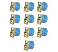 Ratchet Tie Down Straps Blue 6m x 25mm Polyester 0.8t EN12195-2 4pc Set Pro Pack