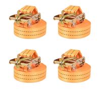 Ratchet Tie Down Straps Heavy 4pc Set 6m x 38mm Orange Polyester 0.8t EN12195-2
