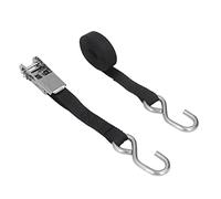 Ratchet Tie Down Straps Heavy Duty Black Proof Secure Straps for Motorcycle Truck Boat Kayak Transport Polyester Stainless Steel 25mm 1in 2 Pack (3 Meters / 9.84ft)