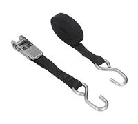 Ratchet Tie Down Straps Heavy Duty Black Proof Secure Straps for Motorcycle Truck Boat Kayak Transport Polyester Stainless Steel 25mm 1in 2 Pack (5m / 16.4ft)