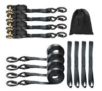 Ratchet Tie Down Straps Ratchet Straps with Adjustable Ratchet, Tie Down Straps with S-Hooks, 4pcs 5m Securing Straps 4pcs Soft Loops 800kg Break Strength, Rubber Coated Metal Handles for Moving Cargo