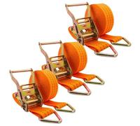 Ratchet Tie Down Straps Set, 11023 lbs Break Strength, Heavy Duty Ratchet Straps with Double Triangular Loops for Moving Appliances Boat ATV Truck Trailer Kayak(3sets,25m/82Ft)