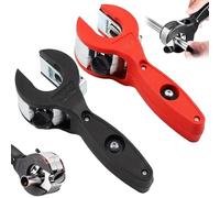 Ratchet-Type Pipe Cutter, Fast Pipe Cutting Tool,Tubing Copper Cutter Tool Hand Cutters Hose Rigid Plastic Exhaust PVC Stainless Steel, 2 in 1 Close Quarters Tube Compact (Black+red)