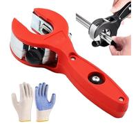 Ratchet-Type Pipe Cutter, One-Hand Fast Pipe Cutting Tool, Tubing Copper Cutter Tool Hand Cutters Hose Rigid Plastic Exhaust PVC Stainless Steel, 2 in 1 Close Quarters Tube Compact(Red,1/4"-7/8")