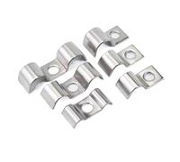 Ratchet-Type Stainless Steel Hose Clamps， Stainless Steel Pipe Holder Bracket M5-M22 Single Double Side Mounting Clip Set(Double M10 (5Pcs))