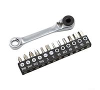 Ratchet Wrench, 60N·m Torque Quick Socket Tool with 60-Tooth Mechanism, Chrome Vanadium Steel, Compact 9.4cm for Tight Spaces, Silver(D)