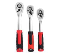 Ratchet Wrench 72-Tooth Reversible, 5° Fine Adjustment with Quick-Release Mechanism, for 1/4 Inch 3/8 Inch 1/2 Inch Drive Sockets, Red 3pcs