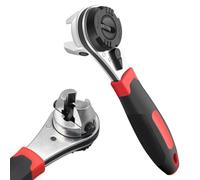 Ratchet Wrench, Chrome Molybdenum Steel Adjustable Wrench for 6-22mm Screw, Anti-Rust Universal Socket Wrench, Ratcheting Wrench with Non-Slip Handle, Professional Hand Tools, Durable Spanner Wrench