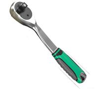 Ratchet Wrench Curved Handle, Ratchet Wrench, Chrome Vanadium Steel | 15.5cm Size Quick-Release Button Dual-Color Grip Anti-Slip Handle for Confined Space Mechanical Repair(255mm)