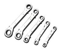 Ratchet Wrench Set, 5-Piece Double 12-Point Spanner Kit 6-21mm, Chrome Vanadium Steel Reversible Tool with Storage Box for Car Motorcycle Repair