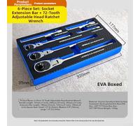 Ratchet Wrench Set, 6-Piece with 72-Tooth Mechanism, Flexible 180° Adjustable Head, Quick-Release Socket Function, Chrome Vanadium Steel, for DIY and Professionals(B)