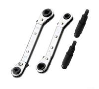 Ratchet Wrench Set for HVAC and Refrigeration Service - 4-Piece Air Conditioner Valve Tool with Quick-Flip Lever, Fits 3/16", 5/16", 1/4", 3/8" Hex Sizes,