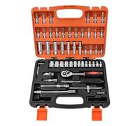 Ratchet Wrench Set, with Storage Box, 53 Pieces Carbon Steel Tool, Ratchet Wrench for Home Maintenance - for Plumbing and Mechanical Construction