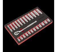 Sealey AK66722 Ratchet Wrench & Socket Set 25Pc 3/8inSq Drive