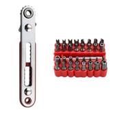 Ratchet Wrench with Extension Bit Holder, 33PCS Screwdriver Bit Set, Chrome Vanadium Steel, 6.35mm Hex Shank, Quick Release for Drill, Bi-Directional Control, Hollow and Solid Bits