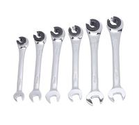 Ratcheting Flare Nut Wrench Set, Professional Metric 10mm-17mm, CR-V Steel Construction for Fuel, Brake & A/C Line Repairs