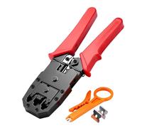 Ratcheting Modulars Data Cable Crimper Wire Stripper Wire Cutter for Cat6a Cat6 Cat5 Ergonomic Slip Resistant Ethernet Crimper Tool