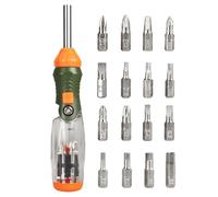 Ratcheting Screwdriver - Alloy Steel Adjustable Angled Screw Driver | 16-in-1 Compact Ergonomic 60 Degree Adjustable Angled Screwdriver for Electrician Industrial Automotive Construction Plumbing
