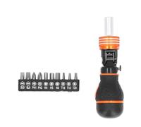 Ratcheting Screwdriver Bit Set 10 in 1, MultiBit Ratcheting Screwdriver with 5 - Position Angled Handle, CRV Steel Bits for Home Repair and Tight Spaces