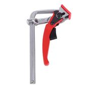 Ratcheting Table Clamp, Woodworking Clamp Tool, Aluminum Alloy Guide Rail Fixture with Ratchet Mechanism, Maximum Opening 16cm for Secure Material Clamping in Woodworking Projects