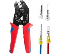 Ratcheting Wire Crimping Tool 24-14 AWG - Electrical Terminal Crimper for Open-Barrel Connectors Compatible with Molex & Deutsch