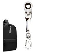 Ratcheting Wrench End Keychain - Compact Metal Keychain Tool, Mini Wrench Gift, Practical Pocket Accessories, Durable Engraved Flex Head Gear