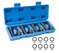 Ratcheting Wrench Set, 1/2" Drive Master Impact Hex Bit Set, Driver, Allen Socket,Standard Metric Sizes,Cr-Mo Steel, Grade(8pcs)