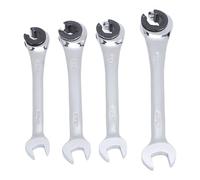 Ratcheting Wrench Set 10-17mm, 4Pcs Open Flex Head, Adjustable Length - Efficient Ratchet Mechanism, Open End Design for Tight Spaces, Ideal for Fuel Brake and Air Conditioning Lines