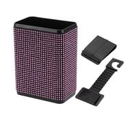 RATCHROLL 1 Pcs Universal Car Trash Can Hanging 4.3" Length 2.8" Width 5.5" Height Trash Bin with Hook and Back Clip Pink Plastic Rhinestone