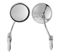 RATCHROLL 1 Set Universal Motorcycle Rear View Mirrors Adjustable Bar End Side Mirrors Mount M6 Chrome Silver Tone Aluminum Round Shape