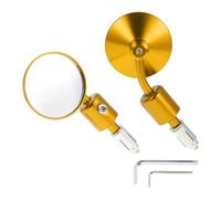 RATCHROLL 1 Set Universal Motorcycle Rear View Mirrors Adjustable Bar End Side Mirrors Mount M6 Gold Tone Aluminum Alloy Round Shape