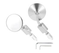 RATCHROLL 1 Set Universal Motorcycle Rear View Mirrors Adjustable Bar End Side Mirrors Mount M6 Silver Tone Aluminum Alloy Round Shape