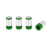 RATCHROLL 4 Pcs Tire Valve Stem Caps Decorative 7x22mm Tyre Valve Dust Covers Diamond Pattern Green Aluminum Alloy