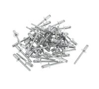 RATCHROLL 50 Pcs Open End Large Flange Blind Rivets 6.4mm Grip Diameter 12mm Grip Length 11mm Flange Diameter Silver Tone Iron Aluminum