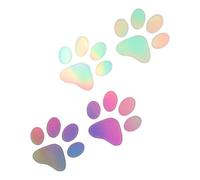 RATCHROLL Reflective Bumper Decal Multicolor Laser Square Dog Paw Pattern Reflective Car Sticker Personalized Decoration Vehicle Body or Door or Window