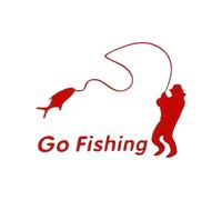 RATCHROLL Reflective Bumper Decal Red Square Go Fishing Reflective Car Sticker Personalized Decoration Vehicle Body or Door or Window/Dashboard