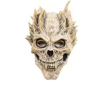 Ratdlyz Killer White Ghost Japanese Samurai Hannya Full Head Costume Cover Distressed Burlap Look Creepy Masks for Adults Terrifying Latex Headgear Halloween Party Role Play Costume Cosplay Prop