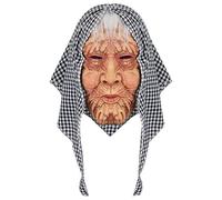 Ratdlyz Smiling Demons White Old Witch Green Creepy Old Hag Mask with Hair Hat Horror Wizard Dress Up Simulation Face Cover Scariest Creepy Terror Face Decoration Cosplay Props Party Accessory