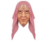 Ratdlyz Smiling Demons White Old Witch Green Creepy Old Hag Mask with Hair Hat Horror Wizard Dress Up Simulation Face Cover Scariest Creepy Terror Face Decoration Cosplay Props Party Accessory