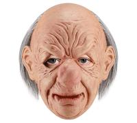 Ratdlyz Smiling Demons White Old Witch Green Creepy Old Hag Mask with Hair Hat Horror Wizard Dress Up Simulation Face Cover Scariest Creepy Terror Face Decoration Cosplay Props Party Accessory