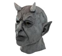 Ratdlyz Smiling Demons White Old Witch Green Creepy Old Hag Mask with Hair Hat Horror Wizard Dress Up Simulation Face Cover Scariest Creepy Terror Face Decoration Cosplay Props Party Accessory