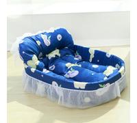 RATEJNDGT Dog bed Pet Cat And All Seasons Universal Sleeping Princess Style-blue Bear-mesh-57 * 40 * 13cm Within 8 Catties
