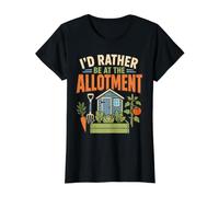 Rather Be At The Allotment Vegetable Garden Gardener Value Graphic T-Shirt, Women, Black, S