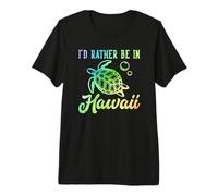 Rather Be in Hawaii Honu Rainbow Tie Dye Hawaiian Sea Turtle Premium T-Shirt